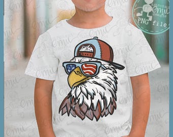 File PNG del 4 luglio del bambino, file di sublimazione dell'aquila patriottica