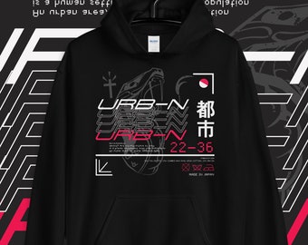 テックウェア、日本のストリートウェア、サイバーパンク ファッション、日本のパーカー、Y2K パーカー、ヴェイパーウェイヴ パーカー、アニメ ストリートウェア | ユニセックス パーカー