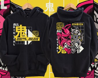 ヴェイパーウェイヴ パーカー、ストリートウェア パーカー、日本のストリートウェア、漢字、テックウェア、ブラック パーカー、ストリートウェア | ユニセックス フード付きスウェットシャツ