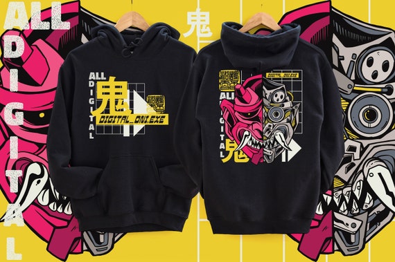 Vaporwave Hoodie, Streetwear Hoodie, Japanese Streetwear, Kanji, Techwear, Black Hoodie, Streetwear | Unisex Hooded Sweatshirt