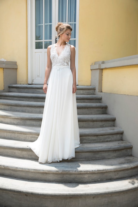 chinese dress ladies Chiffon Empire line wedding dress by Kelsey Rose main image 1