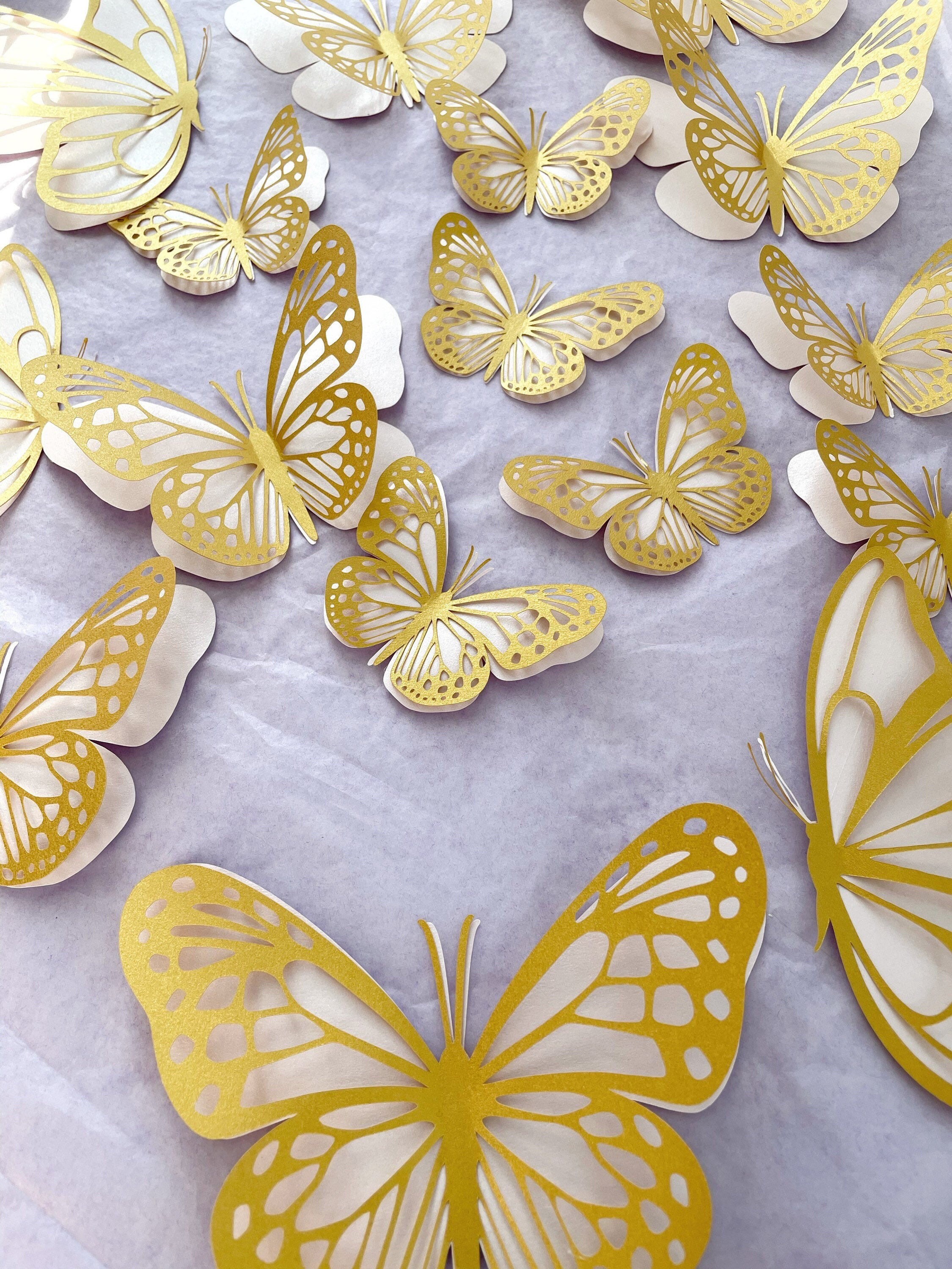 20 Gold Butterflies Wall Decor Butterfly Decorationpaper | Etsy Australia