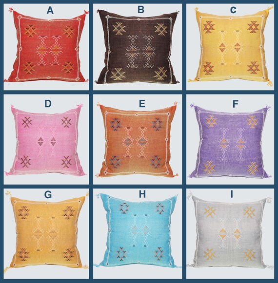 Moroccan throw pillow, Cactus silk pillow, Moroccan Sabra cushion, Berber cushion, Throw pillow, Moroccan cushion for sofa