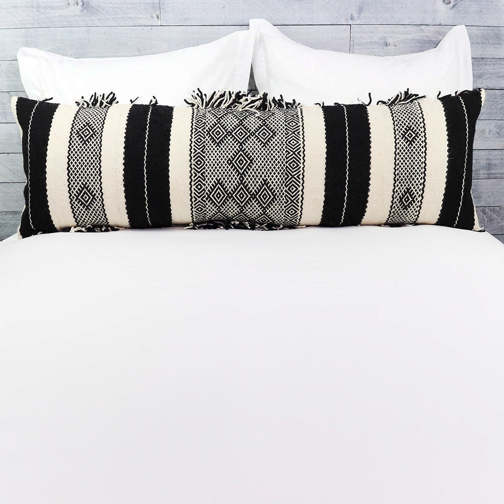 White & Black Lumbar Pillow