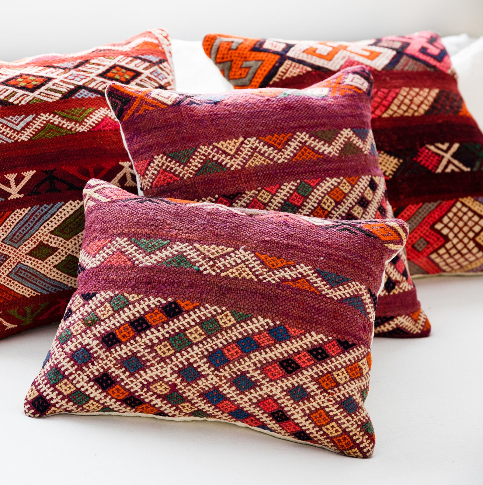 Kilim Throw Pillow 20x20 Purple Kilim Pillow Etsy