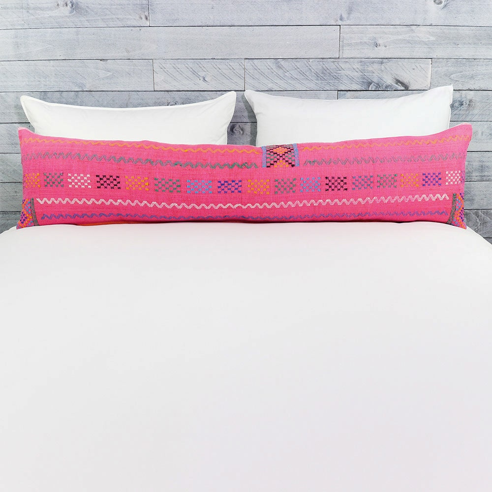 Bohemian Lumbar Pillow Sabra Silk Lumbar Pillow 12x52 Pink Etsy