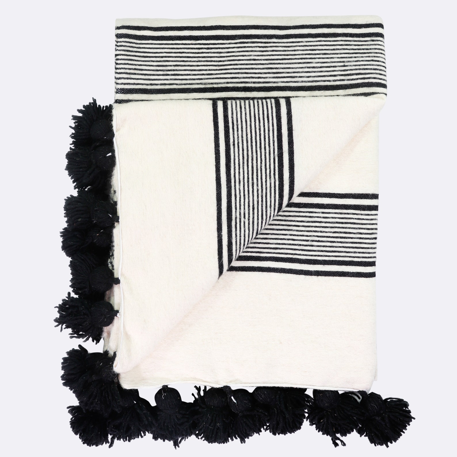 Moroccan Pom Pom Throw Blanket With Pillows Bohemian Etsy