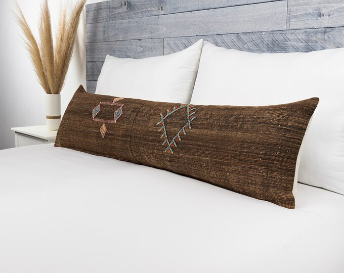 Boho Lumbar Pillow Cover 48x12 Brown Cactus Silk Etsy