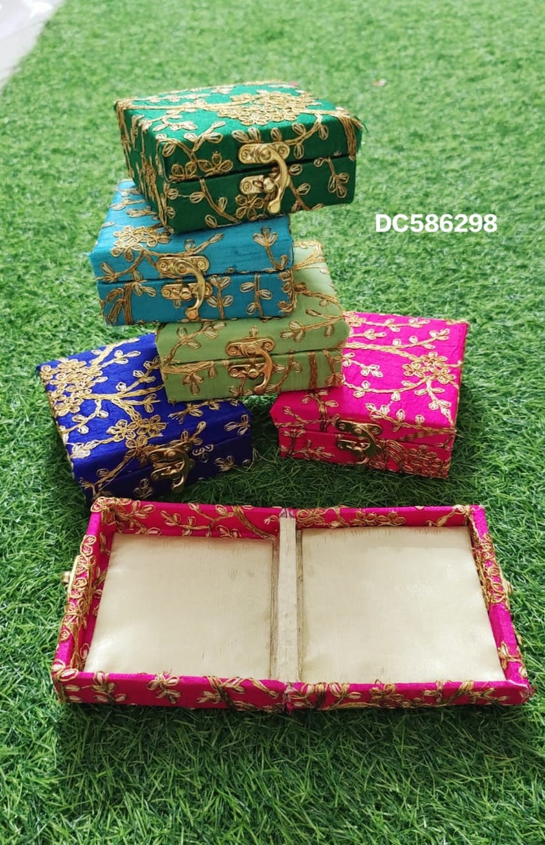 Indian Golden Embroidery Boxes Diwali Gifts Handmade Box Indian
