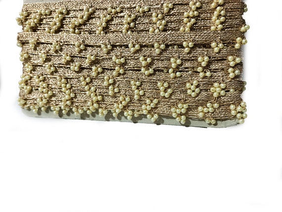 Indian Dull Gold Fringe Lace Kiran Lace Border Lace for Crafting, Sewing  and Cloth Accessories. 