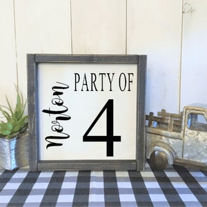 Party Of Sign-Custom Family Sign-Party of 4- Party of 5- Party of 6-Personalized Wood Sign-Number Sign-Farmhouse Decor-Housewarming Gift