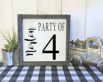 Party Of Sign-Custom Family Sign-Party of 4- Party of 5- Party of 6-Personalized Wood Sign-Number Sign-Farmhouse Decor-Housewarming Gift