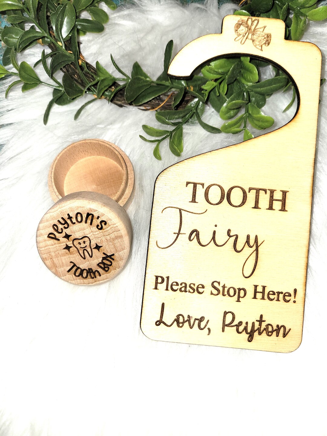 Personalized Tooth Fairy Set: Engraved Door Hanger & Keepsake Box - Etsy