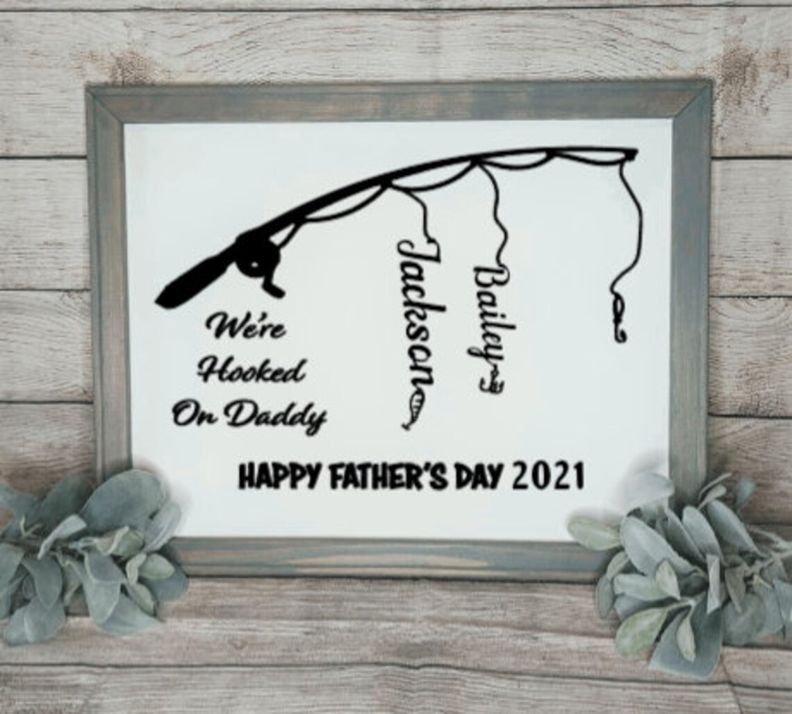 Hooked On Daddy CanvasPersonalized Fathers Day GiftGifts for Etsy