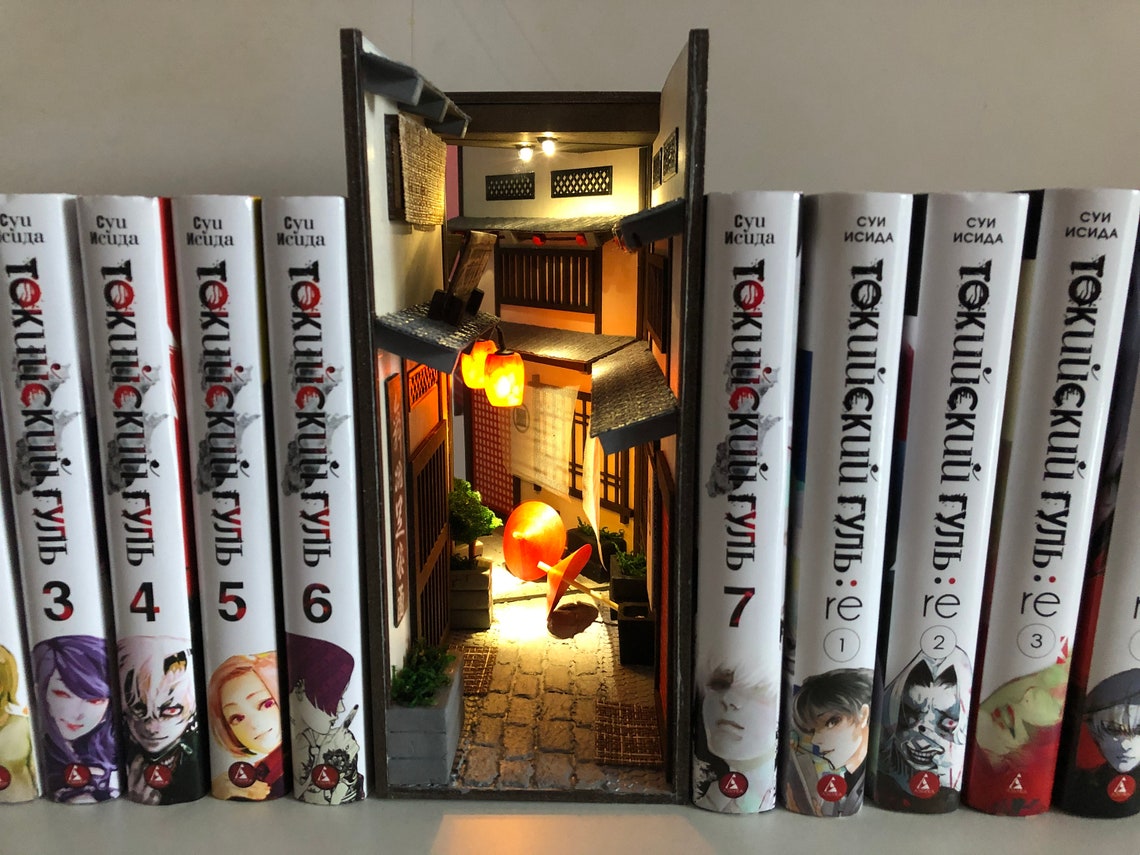 Book nook bookshelf insert Japan Alley Book END library decor Etsy