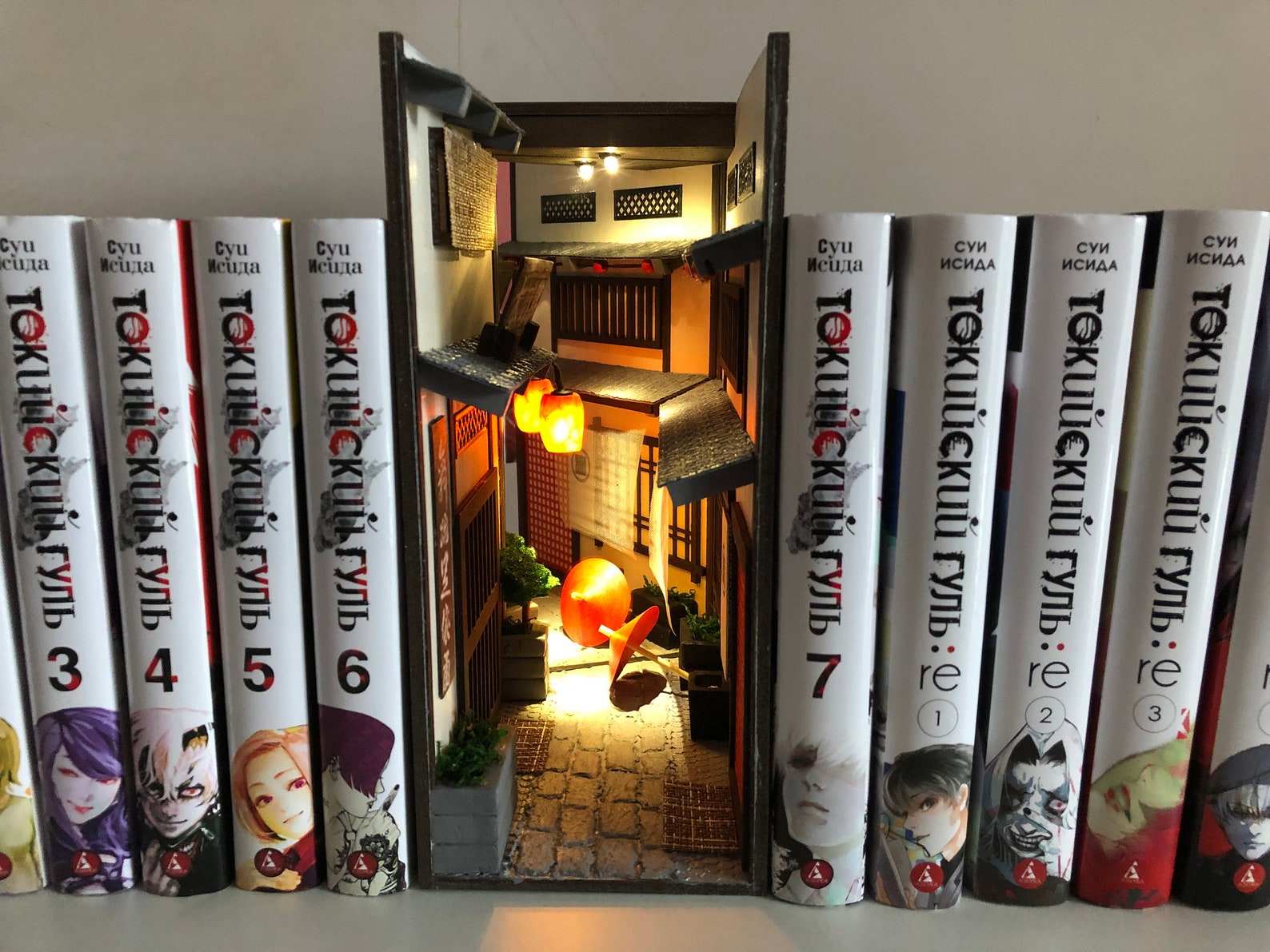 Book nook bookshelf insert Japan Alley Book END library decor Etsy