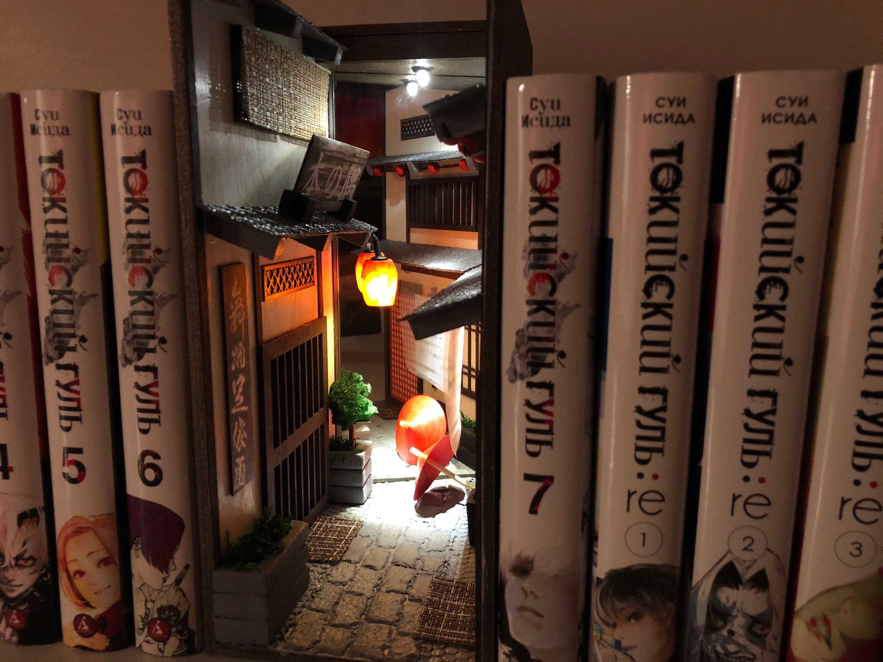 Book nook bookshelf insert Japan Alley Book END library decor Etsy