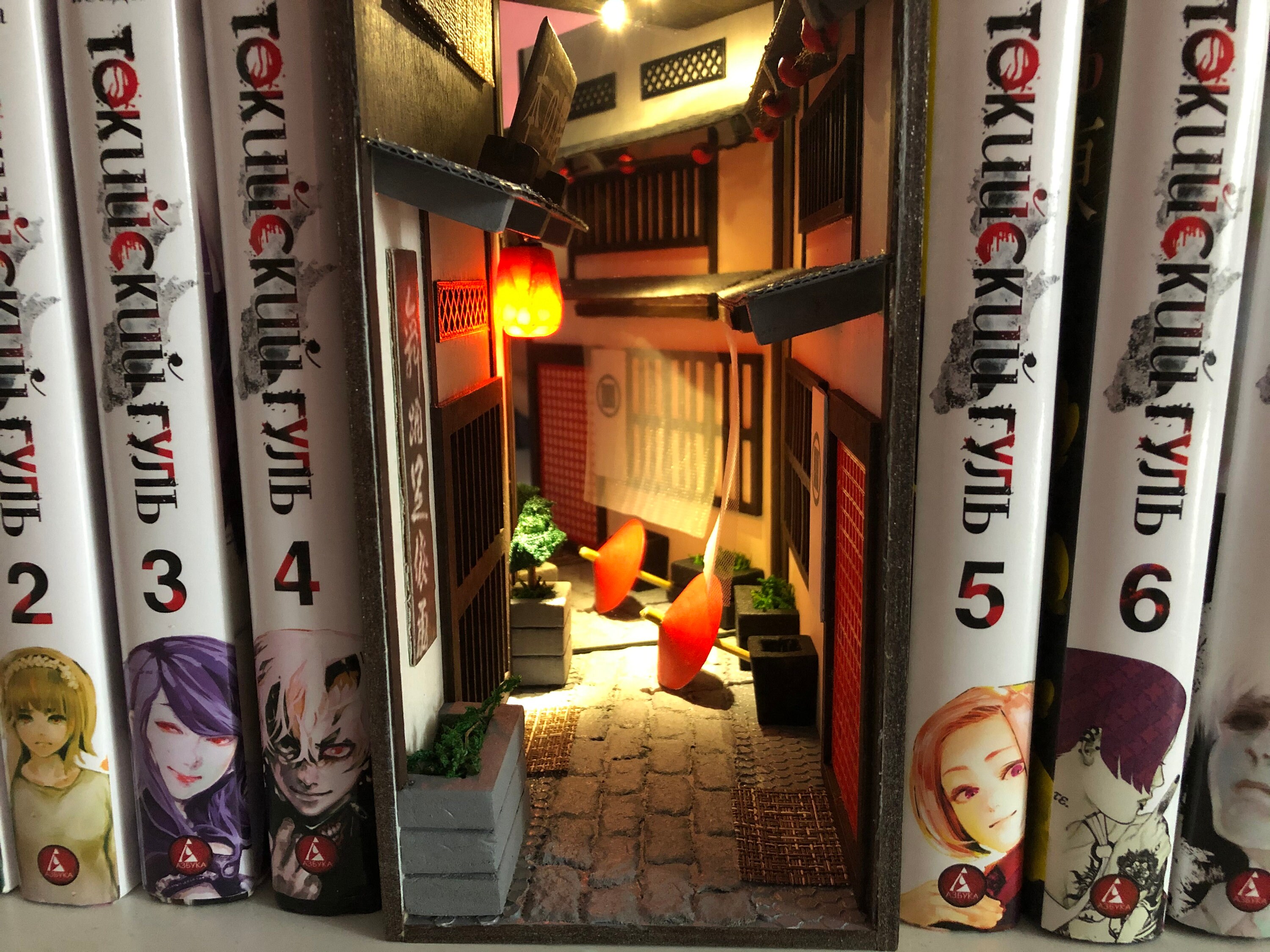 Book nook bookshelf insert Japan Alley Book END library decor Etsy