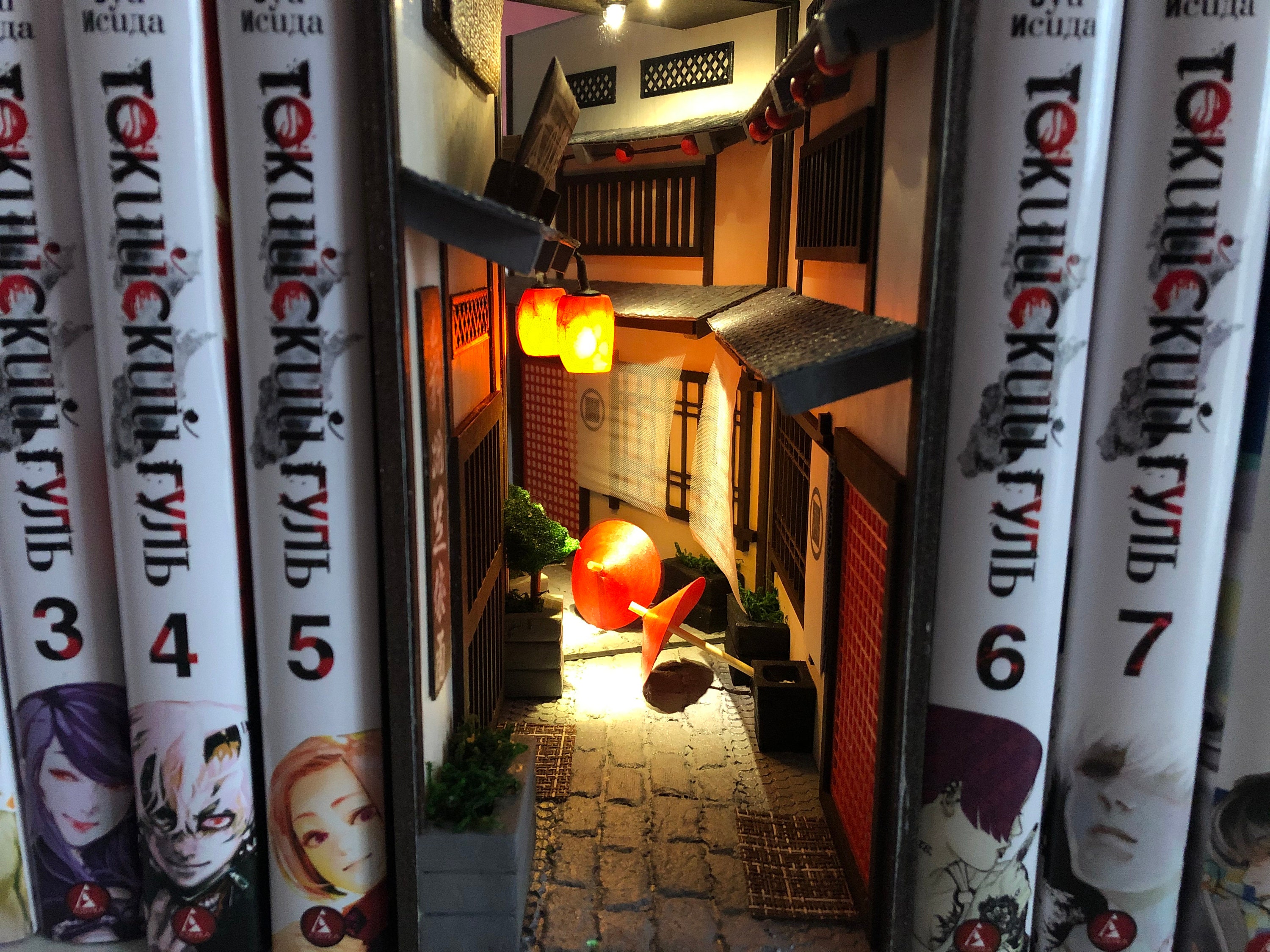 Book nook bookshelf insert Japan Alley Book END library decor Etsy