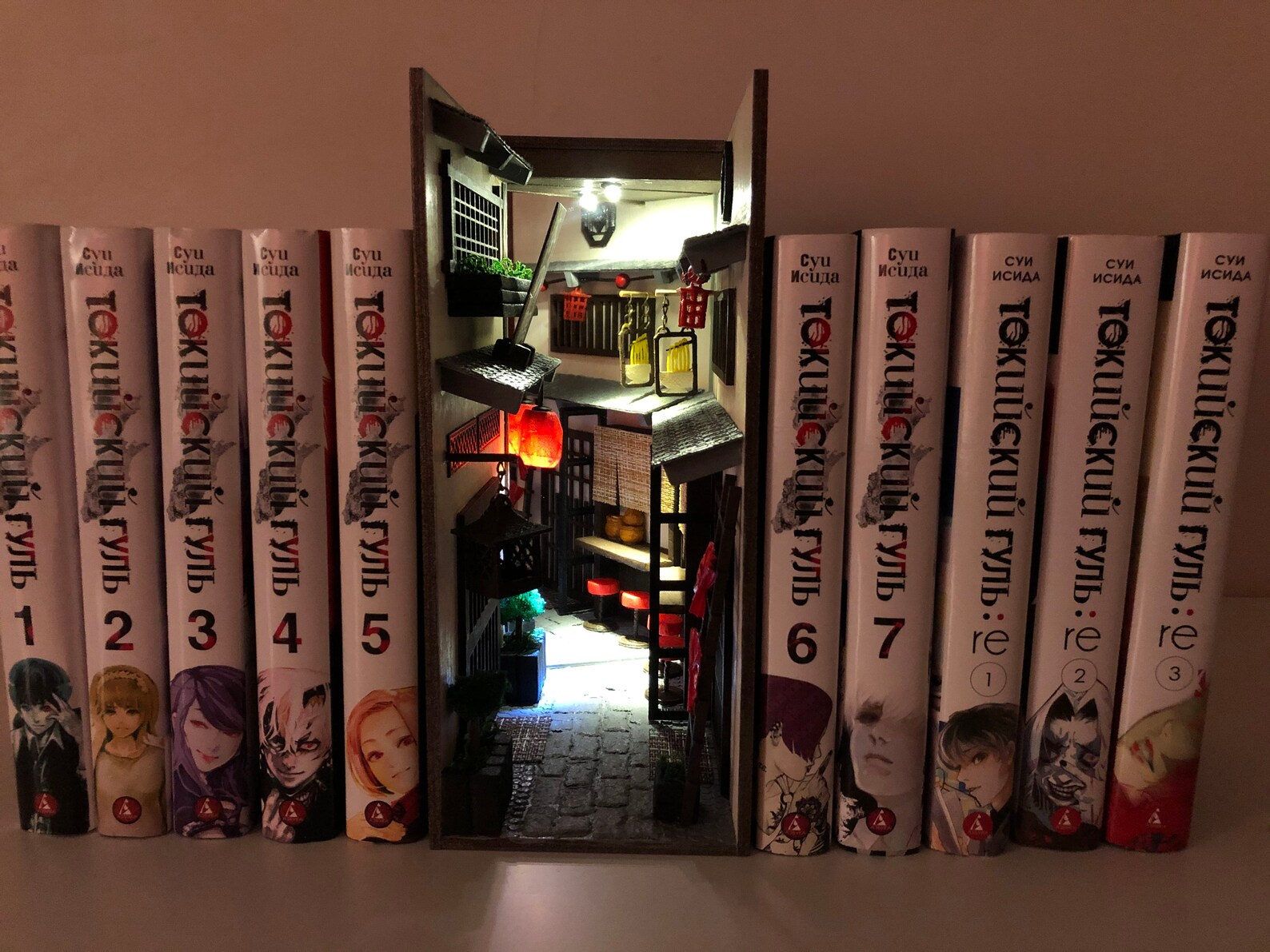 Book nook bookshelf insert Japan Street Book END library decor Etsy