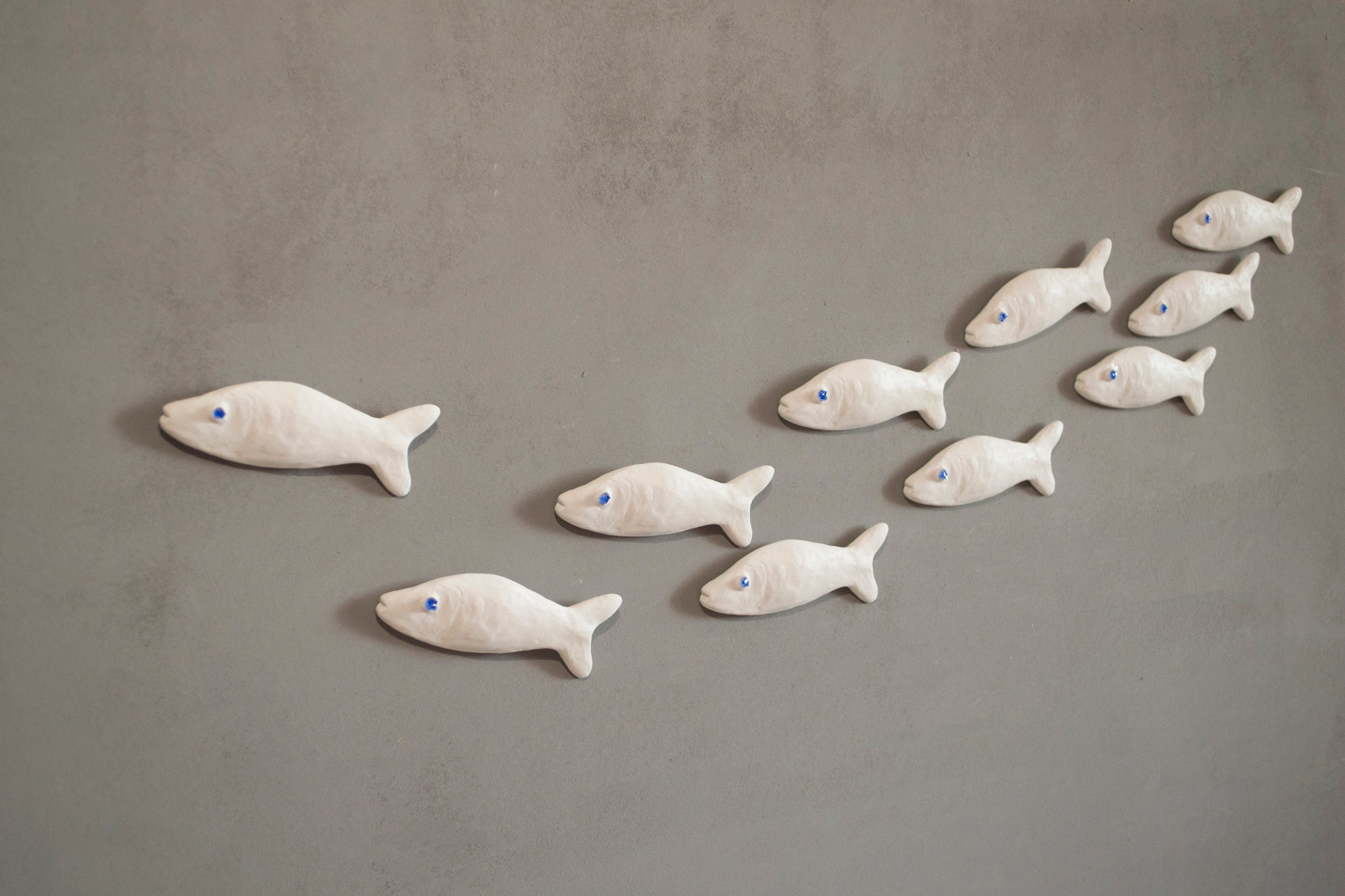 Fish Art decor 3D Wall Art Installation Set x 10 Hanging wall Etsy