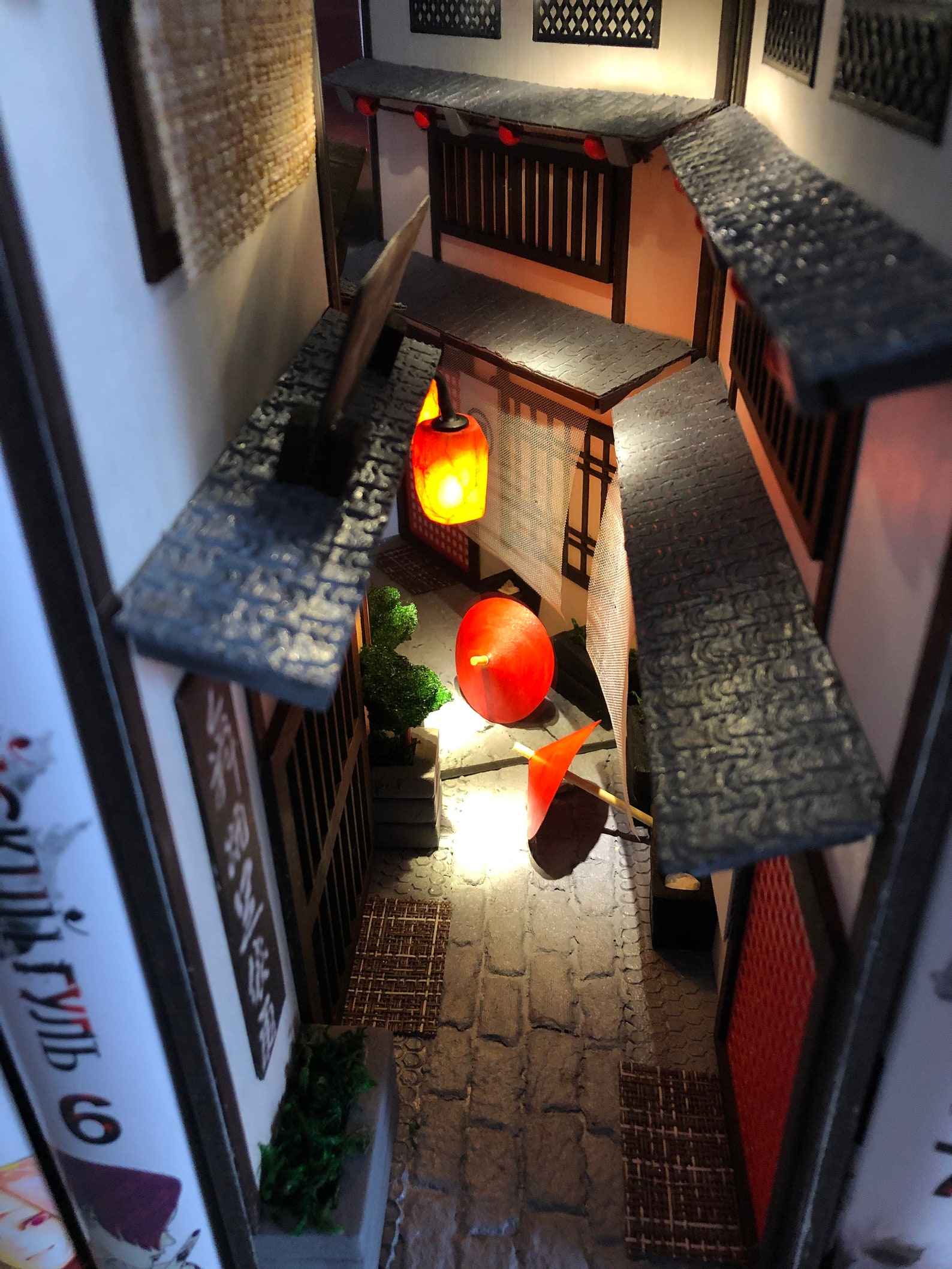 Book nook bookshelf insert Japan Alley Book END library decor Etsy