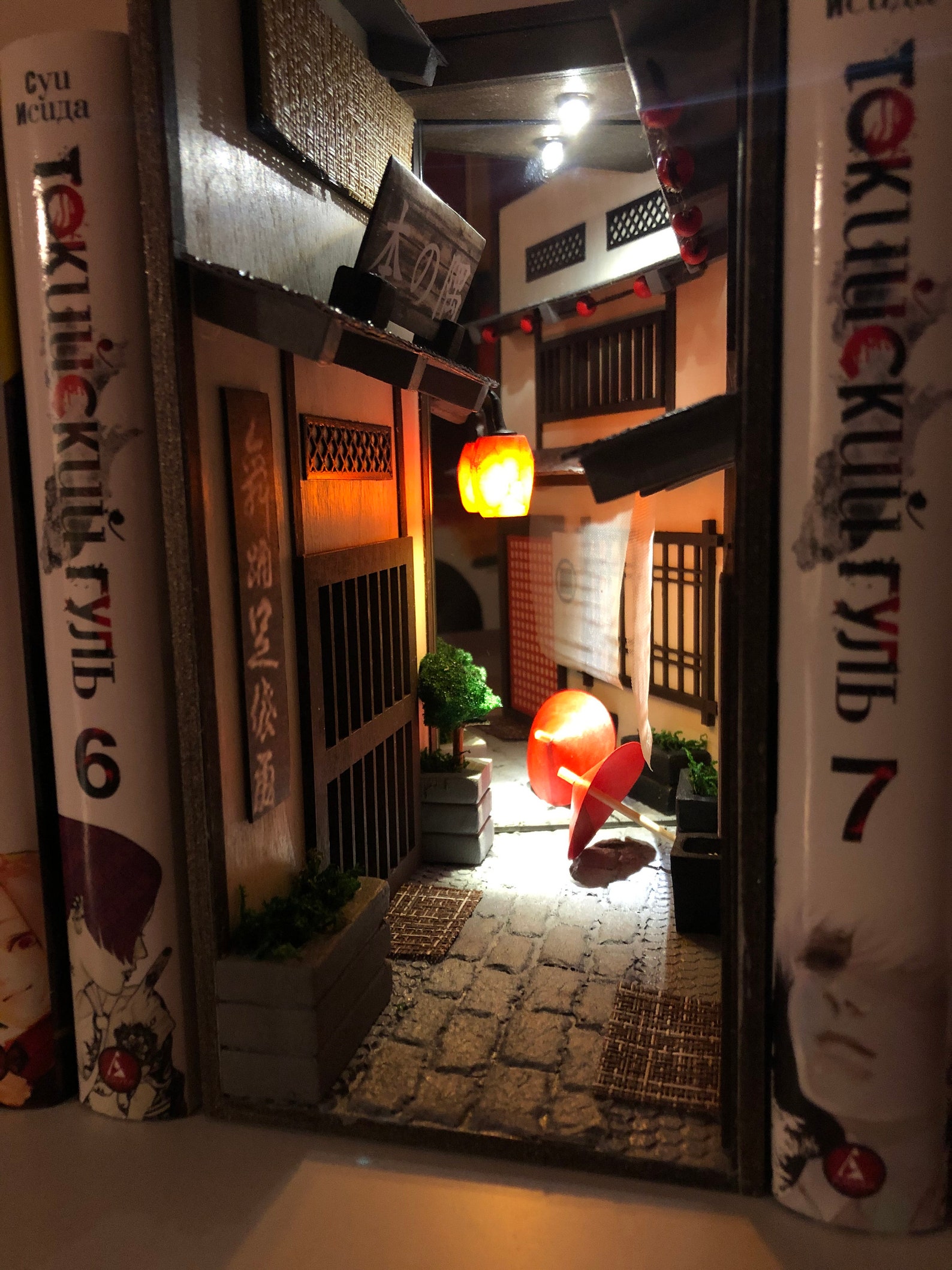 Book nook bookshelf insert Japan Alley Book END library decor Etsy