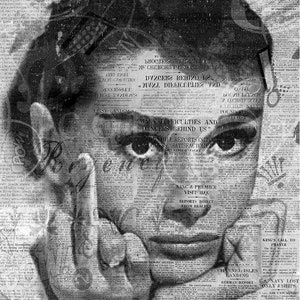 Audrey Hepburn-afdruk, Audrey Hepburn-kunst, Audrey Hepburn-schilderij, portret van Audrey Hepburn, pop-artprint, fanart, Audrey Hepburn-muurkunst