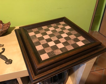 Marble and wood chess board