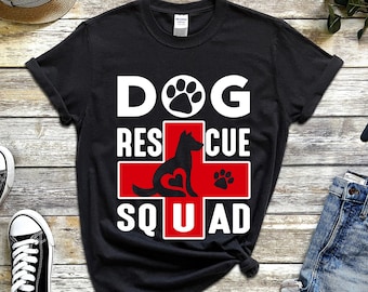 Dog Adoption T-Shirt Rescue Dog Dad Shirt Lovable Dog Rescue Squad Tee Foster Dog Mom TShirts Pet Rescue Animal Lover Shirt Dog Gifts Unisex