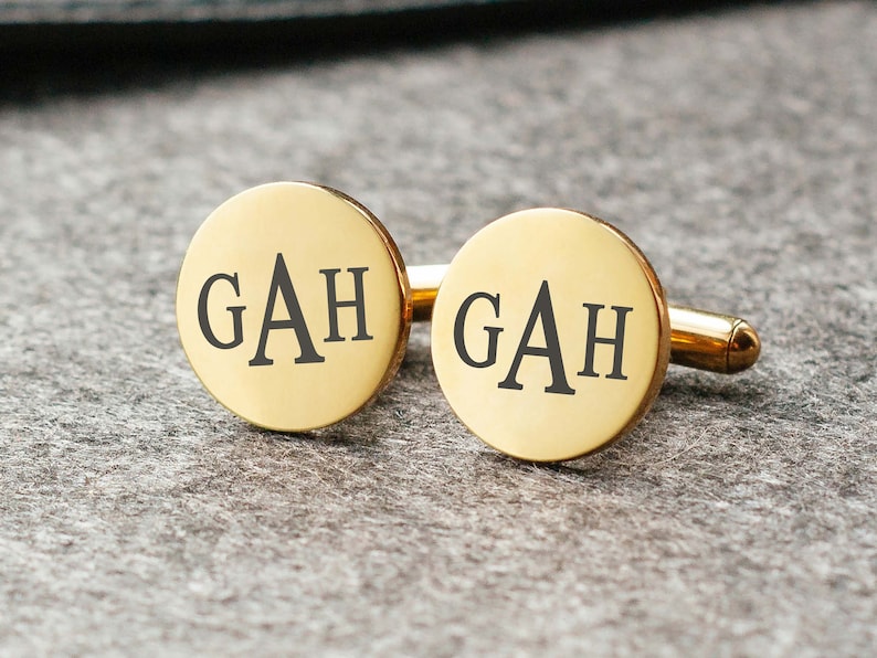 Monogrammed cuff links Fianc\u00e9 gift Groom Engraved initials Custom gift Groom gift Engraving Initials jewelry Unique gift Custom letters