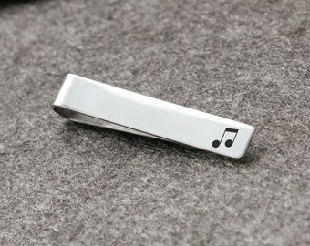 Music tie bar Gift for musician Engraved jewellery Personalized jewelry Musical note Music jewelry Music note tie clip Men jewelry Custom