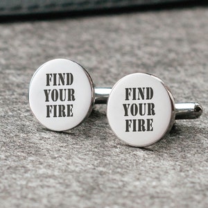 Cufflinks engraving Tie clip for men Engraved cuff links Find your fire Gift for brother Custom cuff links Personalized jewelry Gift for man