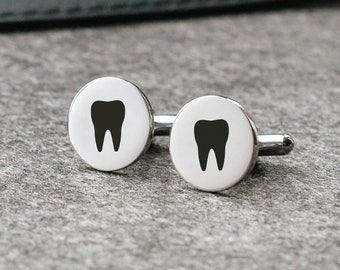 Dentist gift Tooth cuff links Dental cufflinks Teeth jewelry Molar cuff links Dentist jewelry Silver cuff links Tooth tie clip Dental tiebar