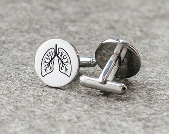 Lungs cufflinks Doctor gift Lungs jewelry Engraved cuff links Anatomy cuff links Gift for physician Medic Medicine Lungs tie bar Therapist