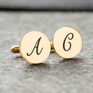 Initial letters cufflinks Custom gift Groom gift Engraving Personalized men cuff links Initials jewelry Unique gift Silver Fiancé gift Gold
