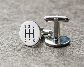 Engraved gear shift Cuff Links Car lover gift Engraving Auto gifts Gear stick jewelry Car transmission Unique gift Gear tie clip Driver gift