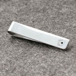 Ace de picas plata tie clip Poker noche grabada joyería personalizada tie bar de apuestas regalo de joyería para él Casino Playing cards