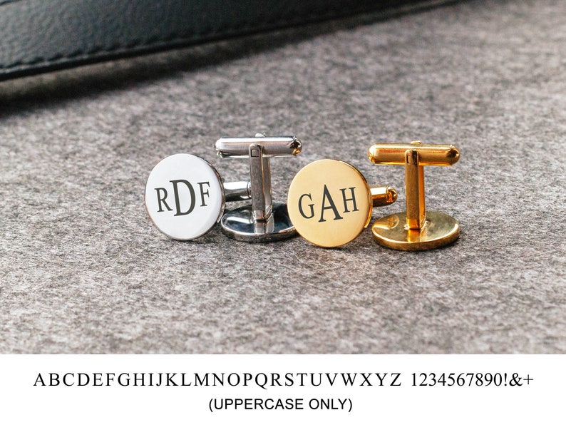 Monogrammed cuff links Fianc\u00e9 gift Groom Engraved initials Custom gift Groom gift Engraving Initials jewelry Unique gift Custom letters