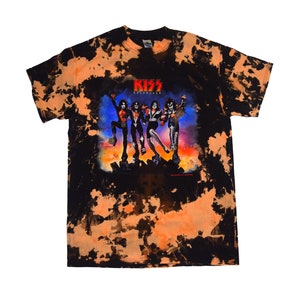 Vintage Liquid Blue Tie Dye KISS Rock Band Shirt Tee T-shirt