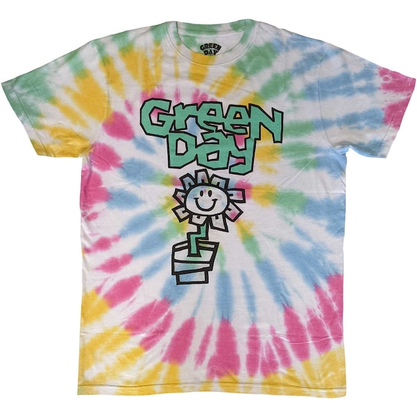 Green Day Flower Pot Tie Dye T-Shirt
