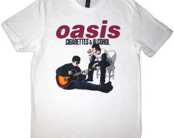 Oasis Unisex T-Shirt Cigarettes & Alcohol Illustration