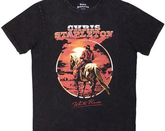 Chris Stapleton Unisex Stone Wash T-Shirt White Horse