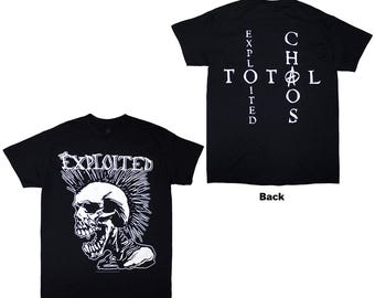 The Exploited Unisex T-Shirt Mohican Skull Black Back Print