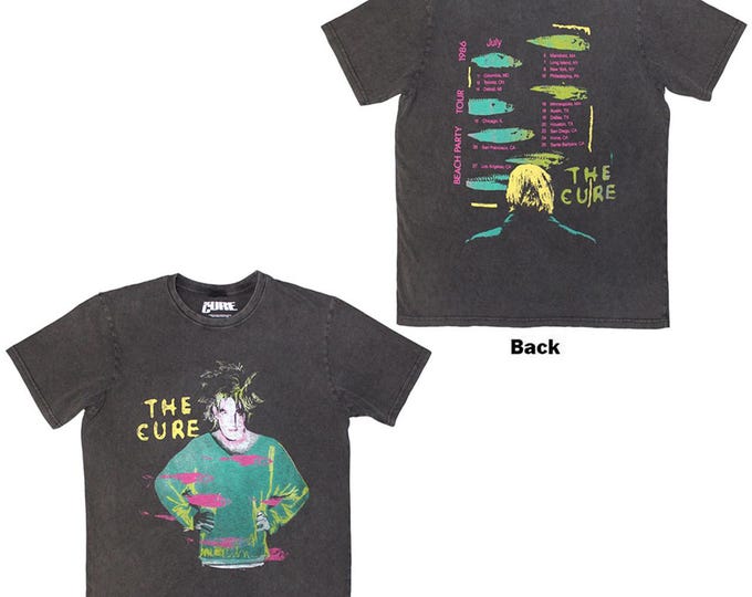 Featured listing image: The Cure Unisex Stone Wash T-Shirt Beach Party Tour '86 Charcoal Grey Back Print