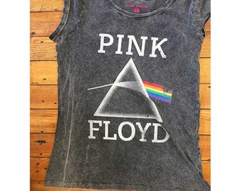 Pink Floyd Vintage Style Women T-Shirt Acid Wash Fully Licensed