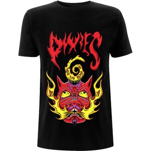 May include: Black t-shirt with a red and yellow graphic of a monster with flames and the text "Then the Devil" above it. The word "GHOST" is written in red and yellow flames above the monster.