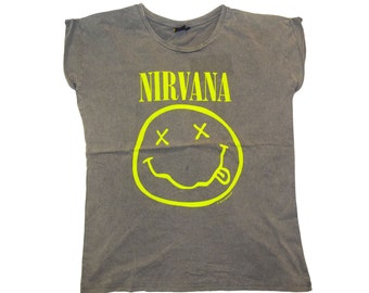 Nirvana Women Tank Top Smiley Face Fully Licensed