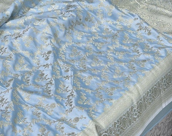 Light Blue Banarasi Silk Saree
