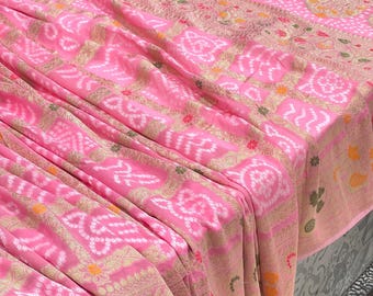 Sari Bandhej Gharchola tejido Georgette rosa